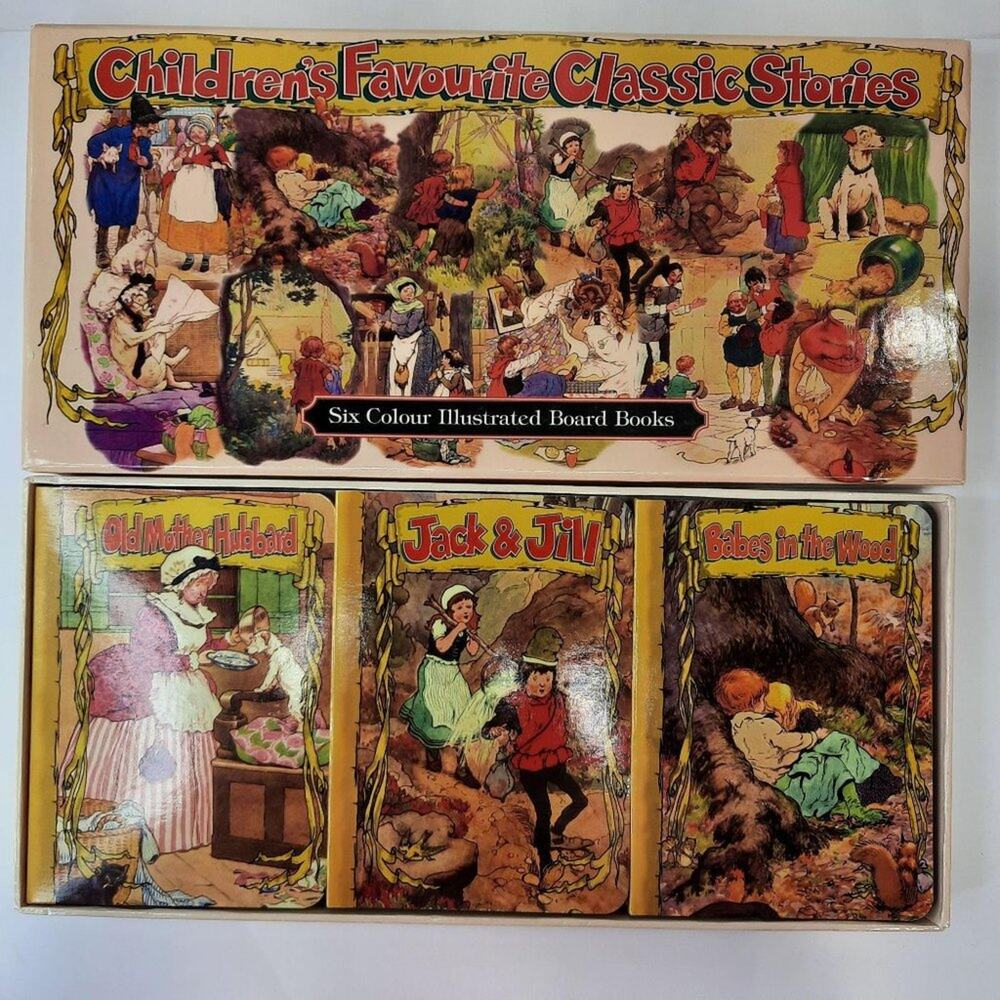 Vintage Box Collection of Six Children's Board Books Fairy Tales Jack & Jill
